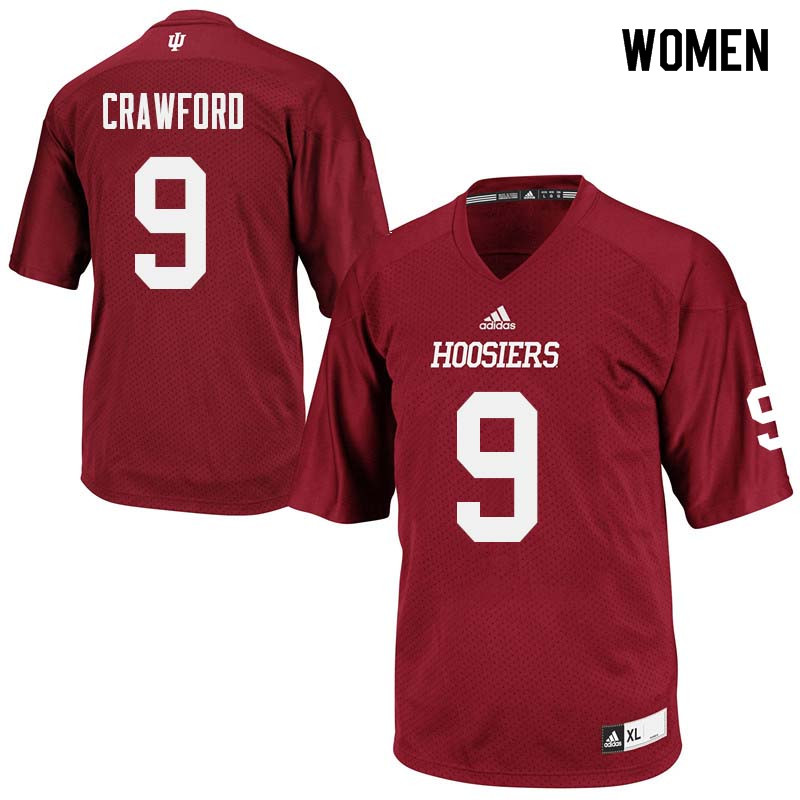 Women #9 Jonathan Crawford Indiana Hoosiers College Football Jerseys Sale-Crimson